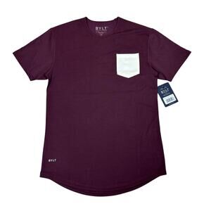 BYLT Basics Men's Short Sleeve Pocket Tee in Burgundy with White Pocket